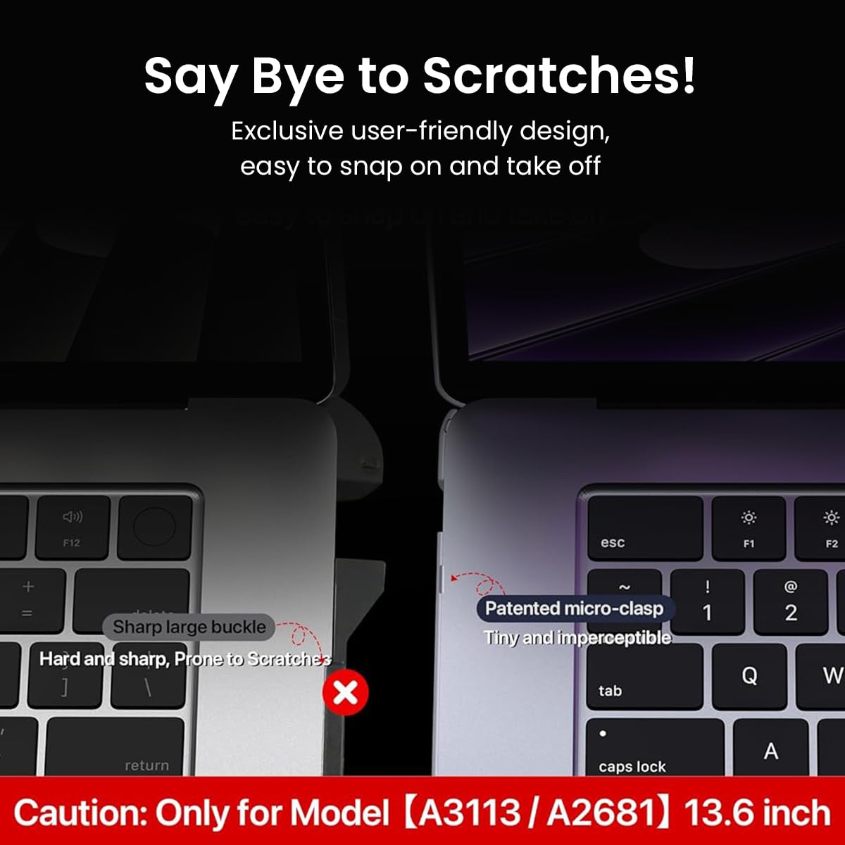 HASTHIP Laptop Case MacBook Transparent Laptop Case Fashion Cover Transparent Laptop Case Cover Compatible with MacBook Air M2 M2 2022 Air13 A2681/A3113