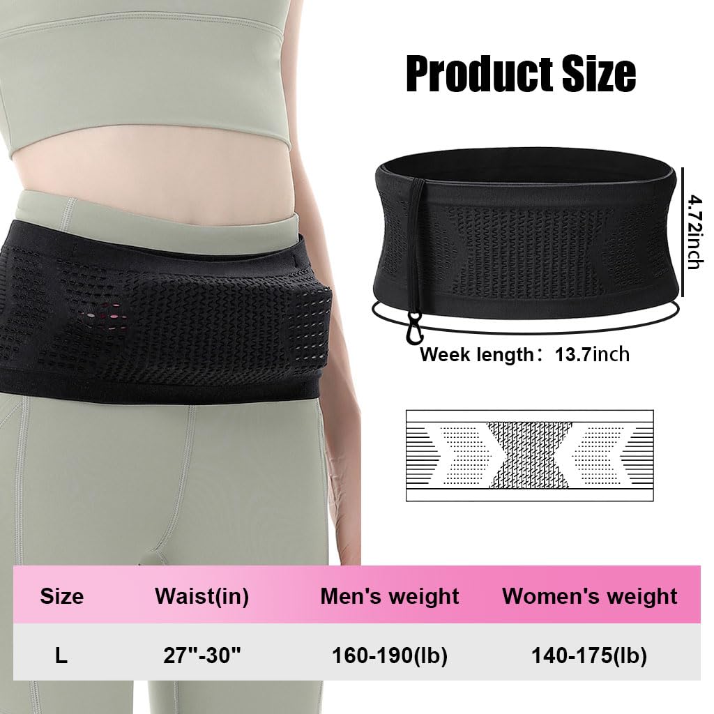 PALAY Slim Running Belt Bag with Hook Elastic Open Waist Bag for Keep Phone, Keys, Earbuds, Waist Bag with Large Capacity Running Waist Pack for Workouts, Exercise, Cycling, Travel