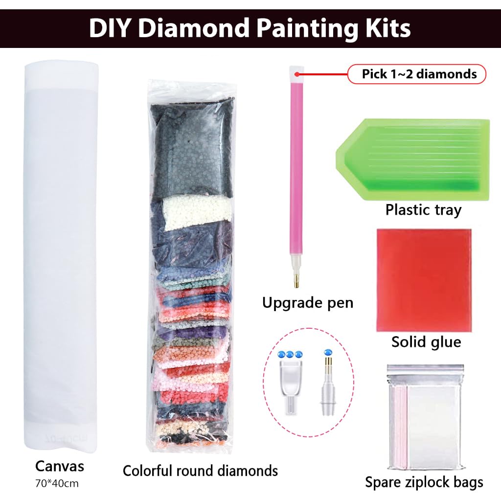 HASTHIP 5D Diamond Painting Kit, 27.5 X 15.7inch Large Size Moon Tree Diamond Painting Kits for Adults, DIY Full Drill Crystal Rhinestone Arts and Crafts, Art Diamond Painting for Home Wall Decor