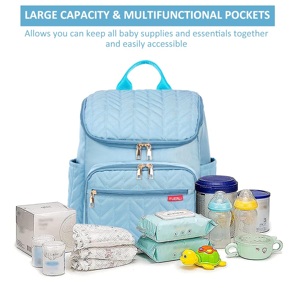SNOWIE SOFT Motherly Diaper Bag Backpack Travel Large Capacity Motherly Bag Backpack Baby Bottle Insulation Bag Fashion Mommy Diaper Bag Backpack for Travel, Blue