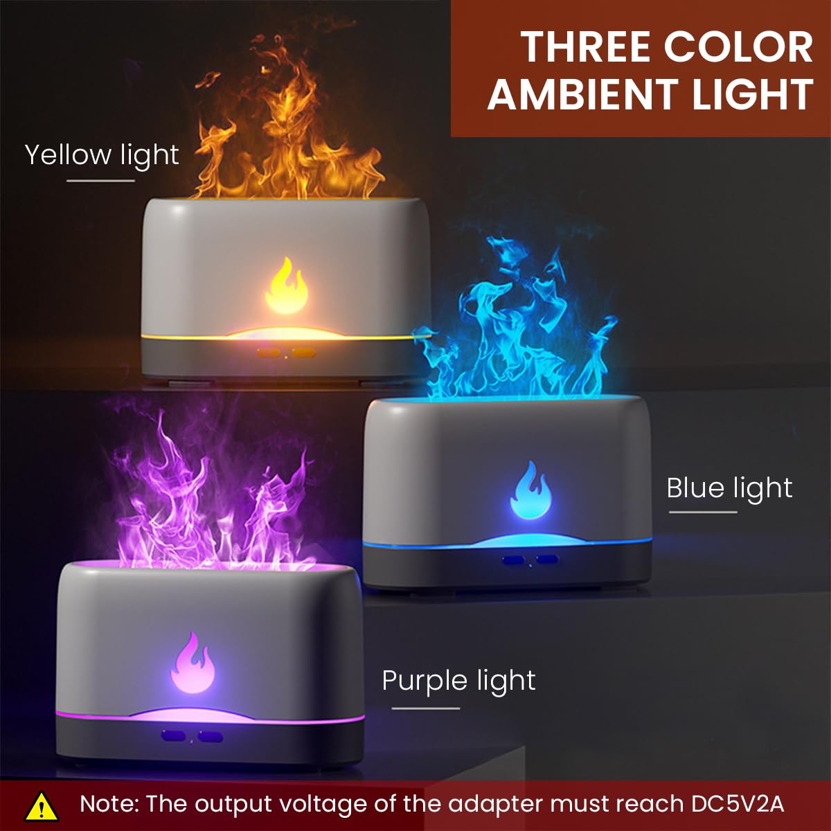 HANNEA Humidifier for Room Oil Aroma Diffuser Electric 200mL Aromatherapy Essential Oil Diffuser with Flame Light, Quiet Mist Humidifiers with Auto Shut-Off Protection for Home, Bedroom, Office