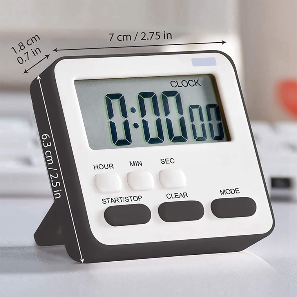 HASTHIP LCD Digital Timer Magnetic Alarm Clock with Flash Reminder Countdown Light Timer Time Reminder Baking Timer with Bracket Design Battery Powered Timer for Kitchen, Study (Without Battery)