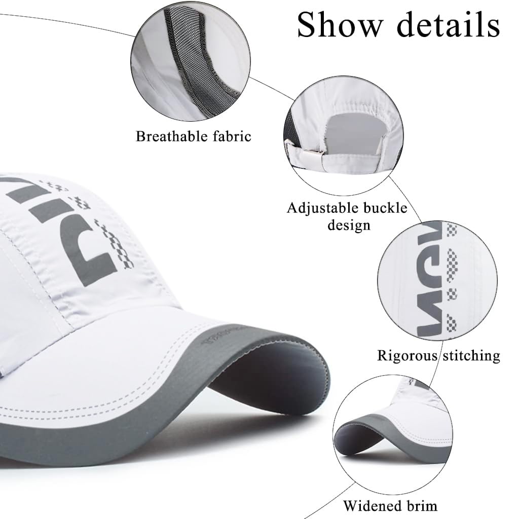ZIBUYU Sport Baseball Caps for Men and Women Unisex Cap Breathable Cotton Cap for Men, Women Summer Cap Outdoor Fishing Outside Hiking Adjustable Buckle Casual Caps for Men Stylish - White