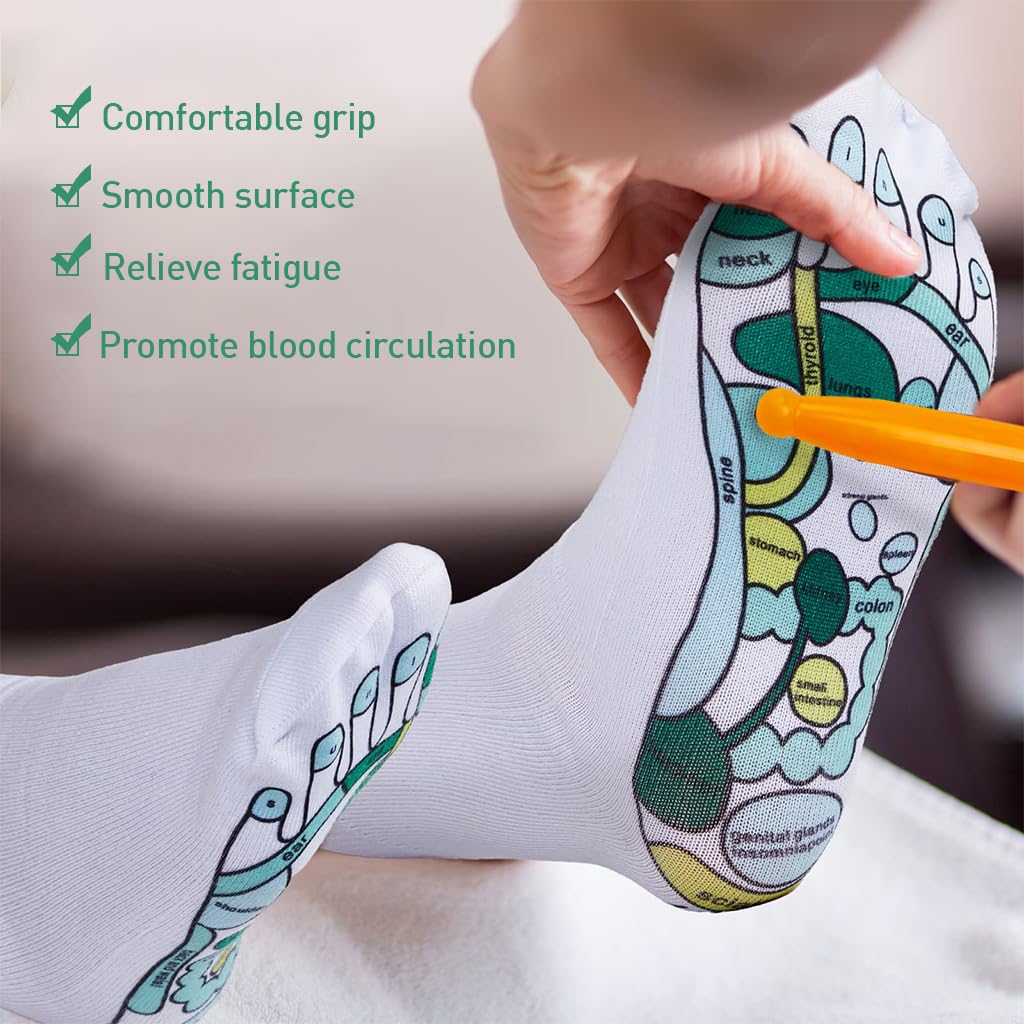 HANNEA 4PCS Reflexology Socks and Gloves Tool Set, Reflexology Tools Massage with Point Massager Tools Hand Spa Reflexology Sock Five Toe Separate Socks for Women and Men Tired Relieve