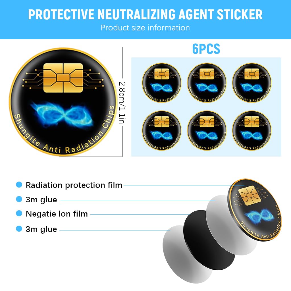 ZORBES ORBES 6 Pcs Cell Phone Protection Neutralizers Stickers for Smart Phones/Tablets/Laptops/Computer/WiFi/Priner/TV Electronic Devices Blocker