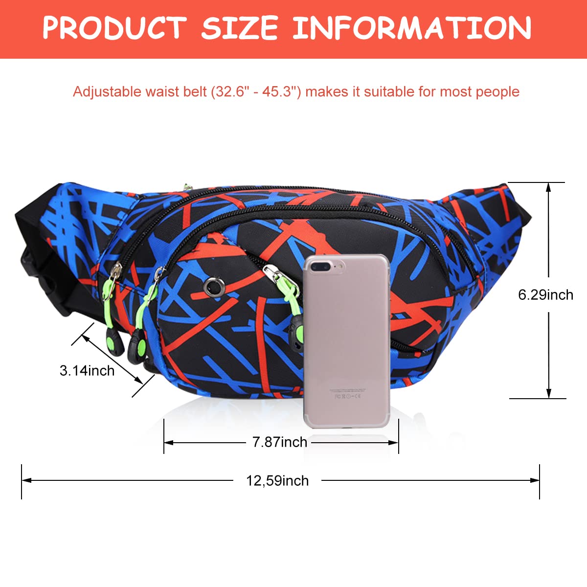 GUSTAVE Waist Bags for Men Women, Stylish Waterproof Chest Bag with Adjustable Strap Sport Fanny Bag Bumbag for Hiking Travel Camping Running Sports Outdoors