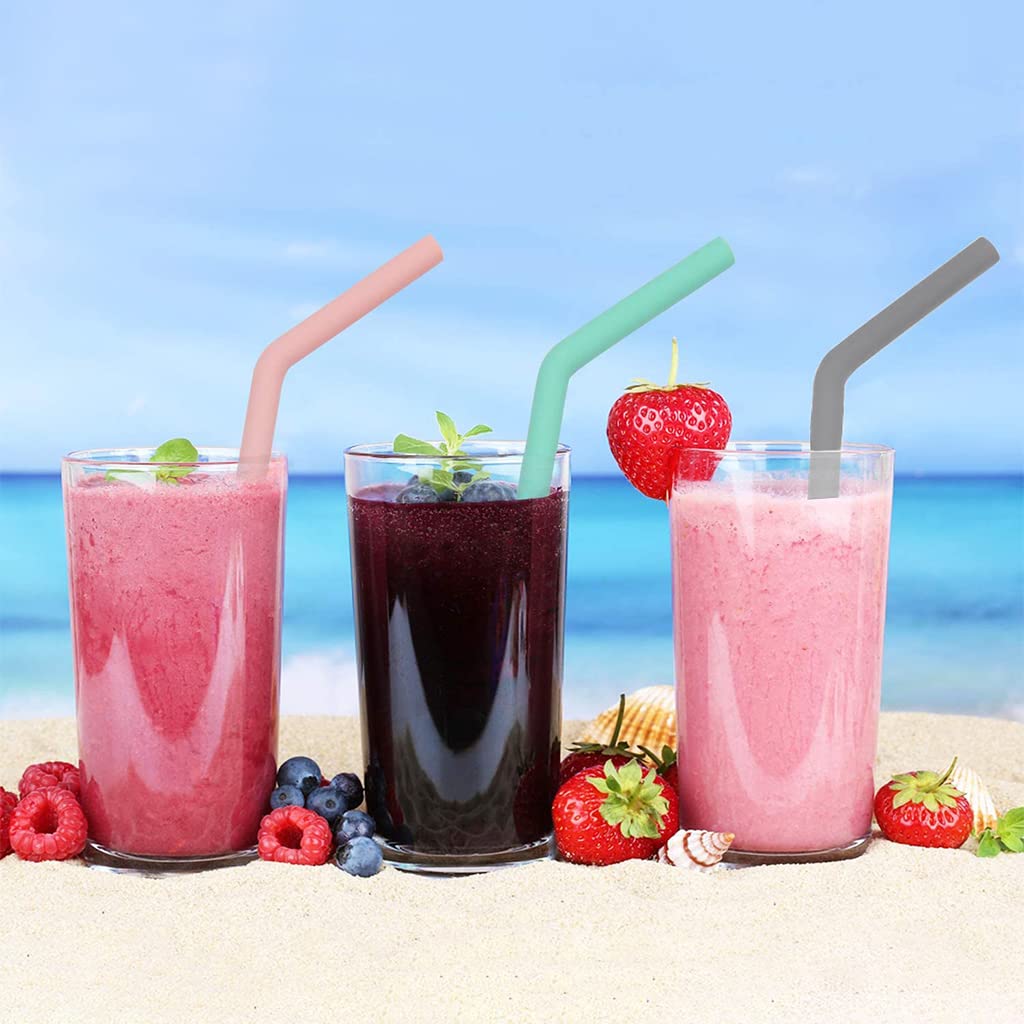 HASTHIP 4Pcs Straws for Stanley Cup, with 2 Silicone Smile Cloud Straw Caps and 1 Straw Cleaning Brush 12.2 Inches Reuseable PE Straws Replacements for Stanley 40oz Tumbler