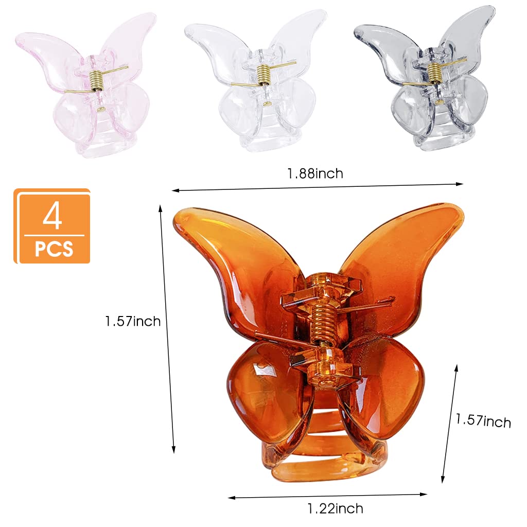 MAYCREATE 4 Pcs Hair Claw Clips,Clutchers Claws for Women Acrylic Butterfly Korean Hair Clips Non slip,Trendy Hair Accessories for Women and Girls,Size 1.49 Inch