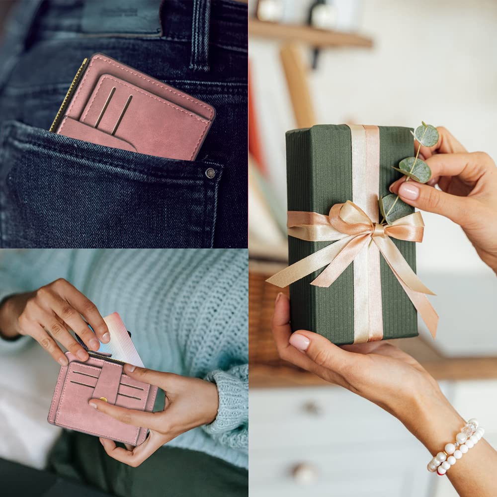 PALAY Leather Credit Card Holder Wallet for Men Slim Pocket Thin Wallet Zipper Purse for Men & Women Slim Minimalist Front Pocket Card Organizer Gift Wallet