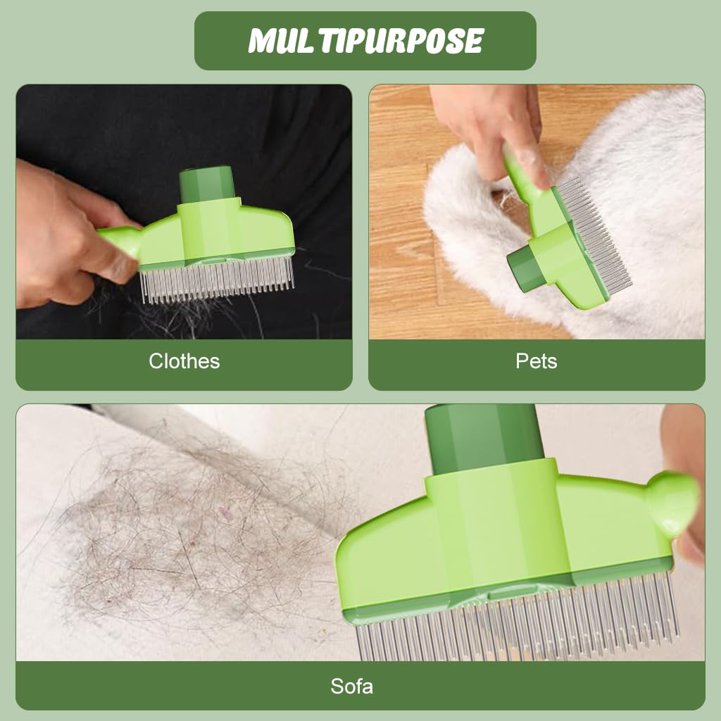 Qpets Dog Grooming Brush Steel Slicker Brush Dog Hair Brush Dog Comb Cat Hair Brush Self Cleaning Slicker Brush Remove Mat Shedding and Grooming Brush for Pet Hair Brush for Pet