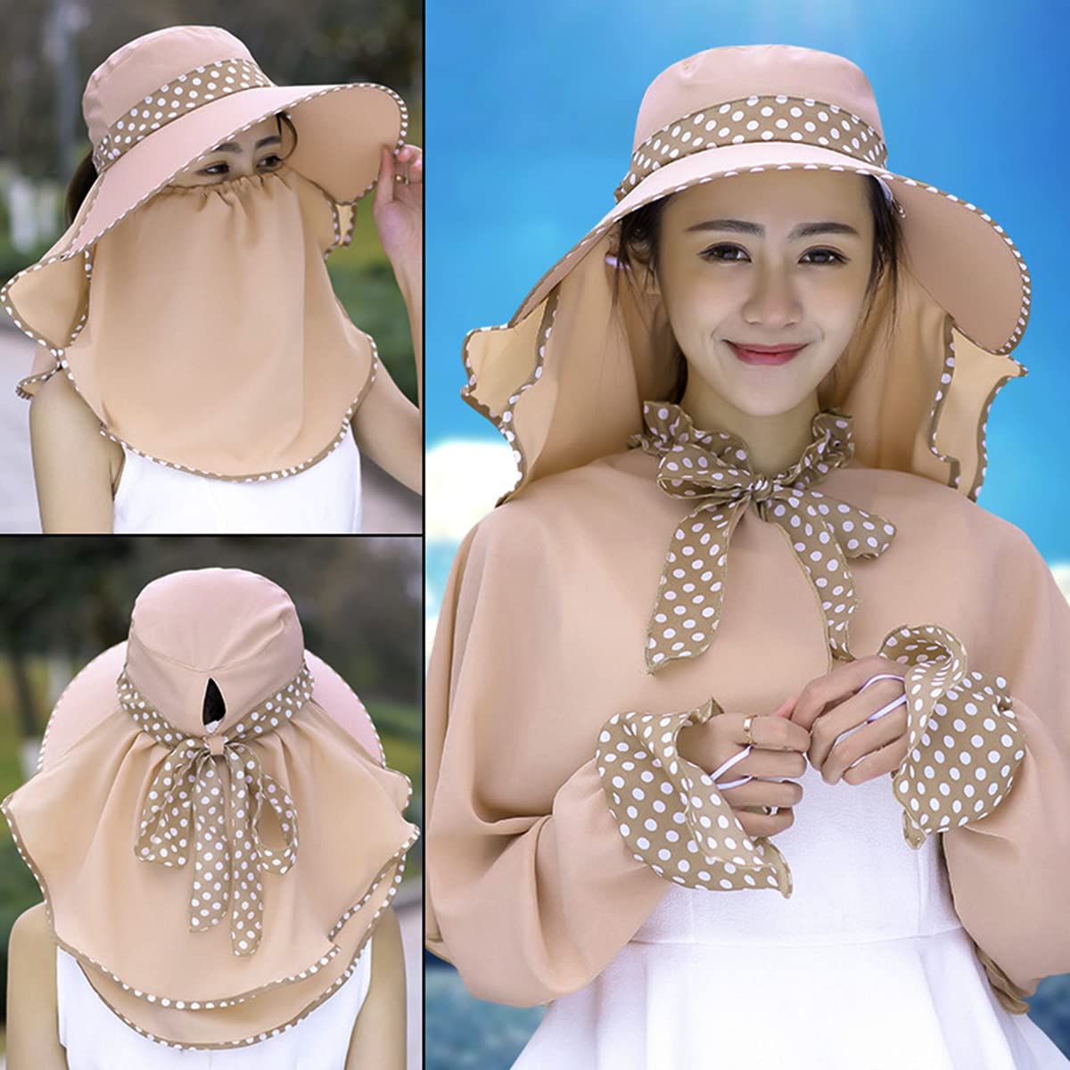PALAY Wide Brim Hat for Women, UV Protection Sun Hats with Neck Shield Flap for Ladies, Foldable Packable Summer Cap Fishing Hiking Beach Hat (Khaki)