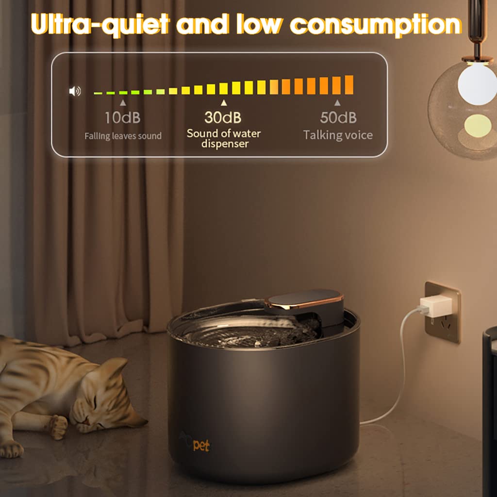 Qpets 3L Cat Water Fountain, Safe Cat Dog Water Dispenser with Auto Circle Filteration Cat Water Fountain Dog Water Fountain for Cats USB Plug and Play