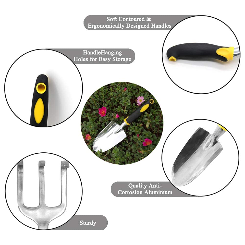HASTHIP Garden Tools for Home Gardening,Weeder,Transplanter,Trowel,Hand rake, Pruner, Garden Tool with Cast Aluminium Heads and Ergonomic Handles, Tools Kit Set (Multi)