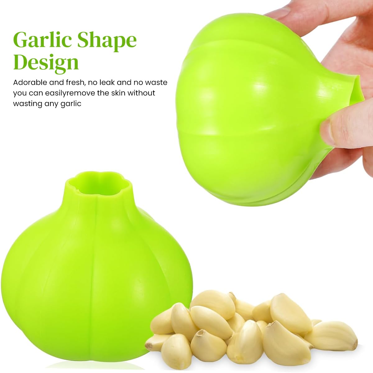 Supvox 3-PackGarlic Peerler, 2 in 1 Garlic Removal Tool Silicone Garlic Crusher Garlic Ginger Skin Peeling Pouch Kitchen Garlic Ginger Skin Removal Tool