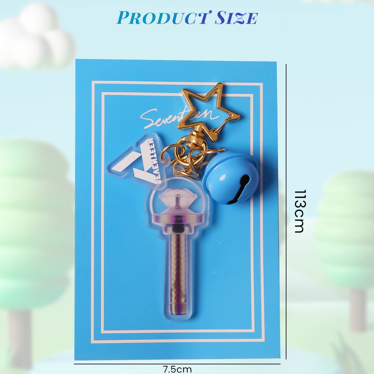 SANNIDHI Seventeen Keychain, K-Pop Bell Pendent Keyring, Gold Acrylic Seventeen Icon Keychains Merchandise Fans Gift Key Rings for Car, Purse, Backpack