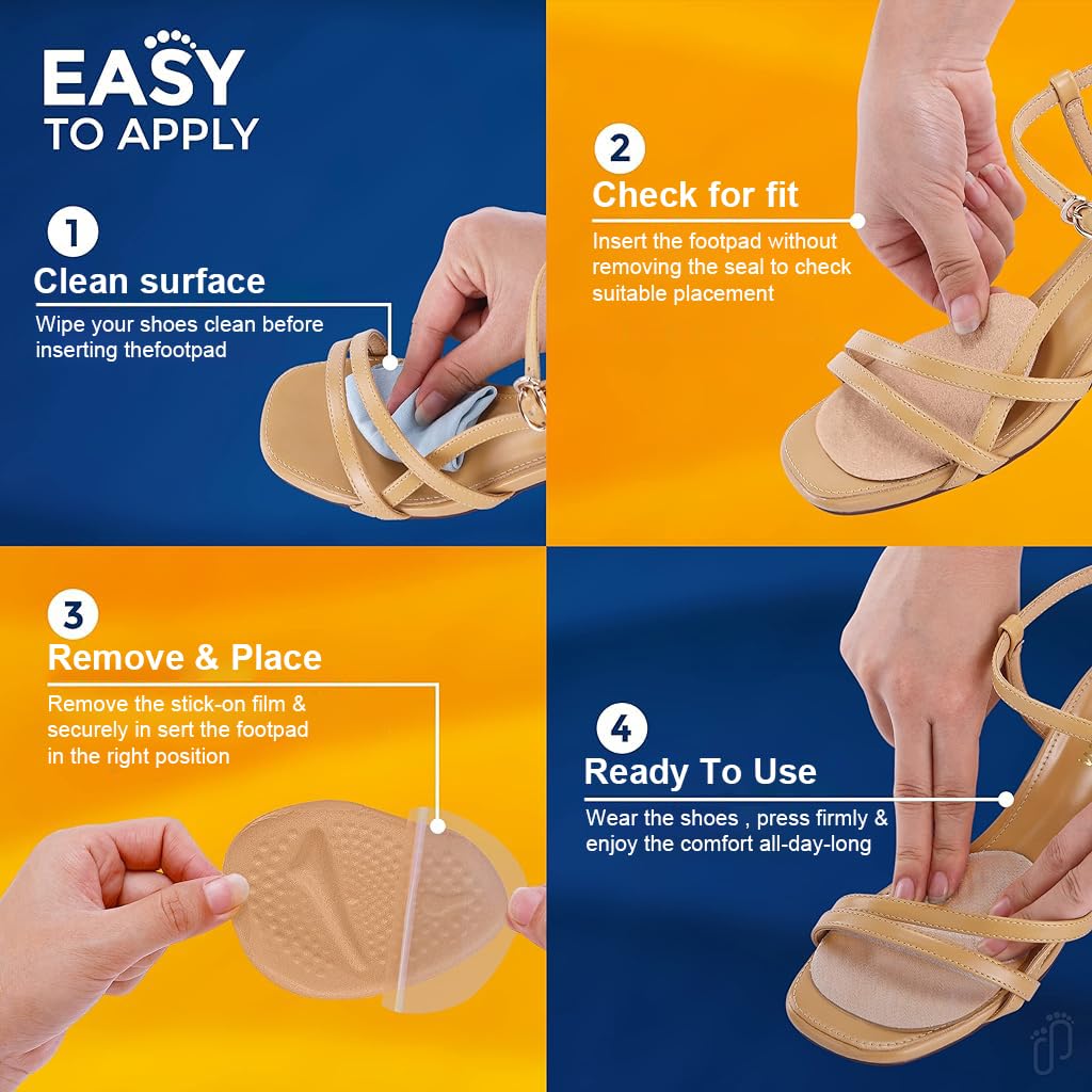 PALAY Foot Support for High Heels Anti Slip Soft Gel Insole Pads Ball of Foot Cushion Pad for Heels, Shoes Metatarsal Pads for Toes Pain Metatarsalgia Dancer Metatarsal Pads for Women, Men - 2 Pair