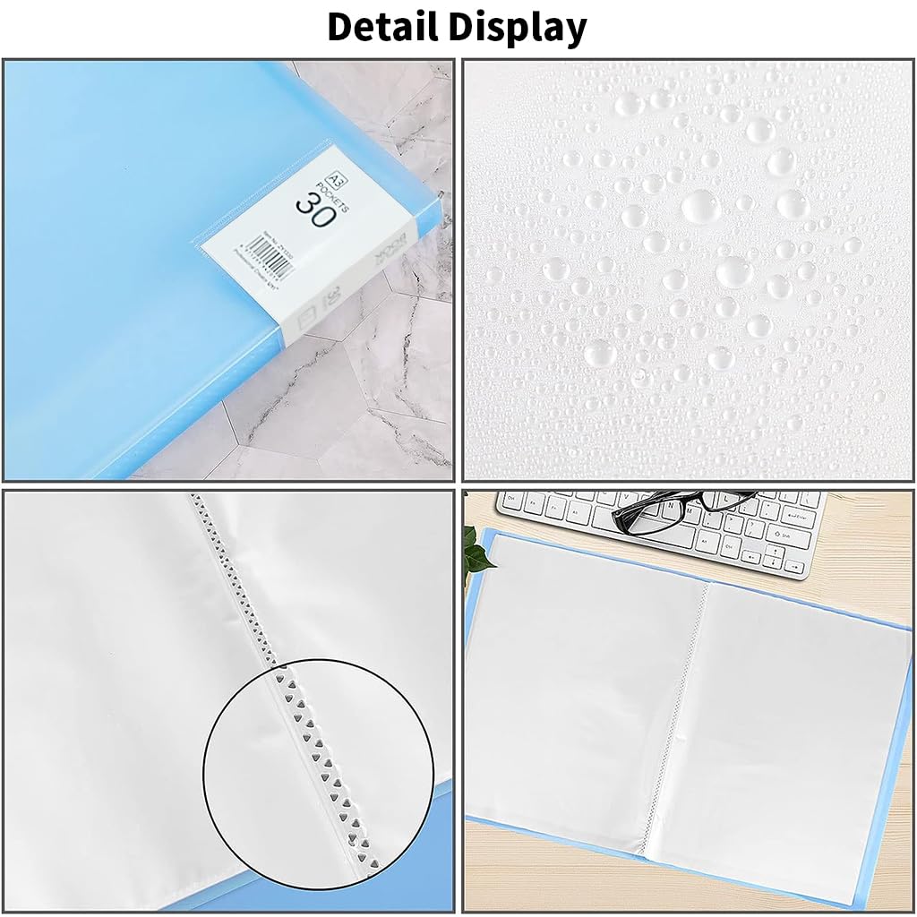 HASTHIP A3 30 Pages Diamond Painting Storage Book for Diamond Painting Kits, Clear Folder Storage Bag, Art Portfolio Painting Storage Book for Diamond Painting Kit, 16.9X12.6inches (Blue)
