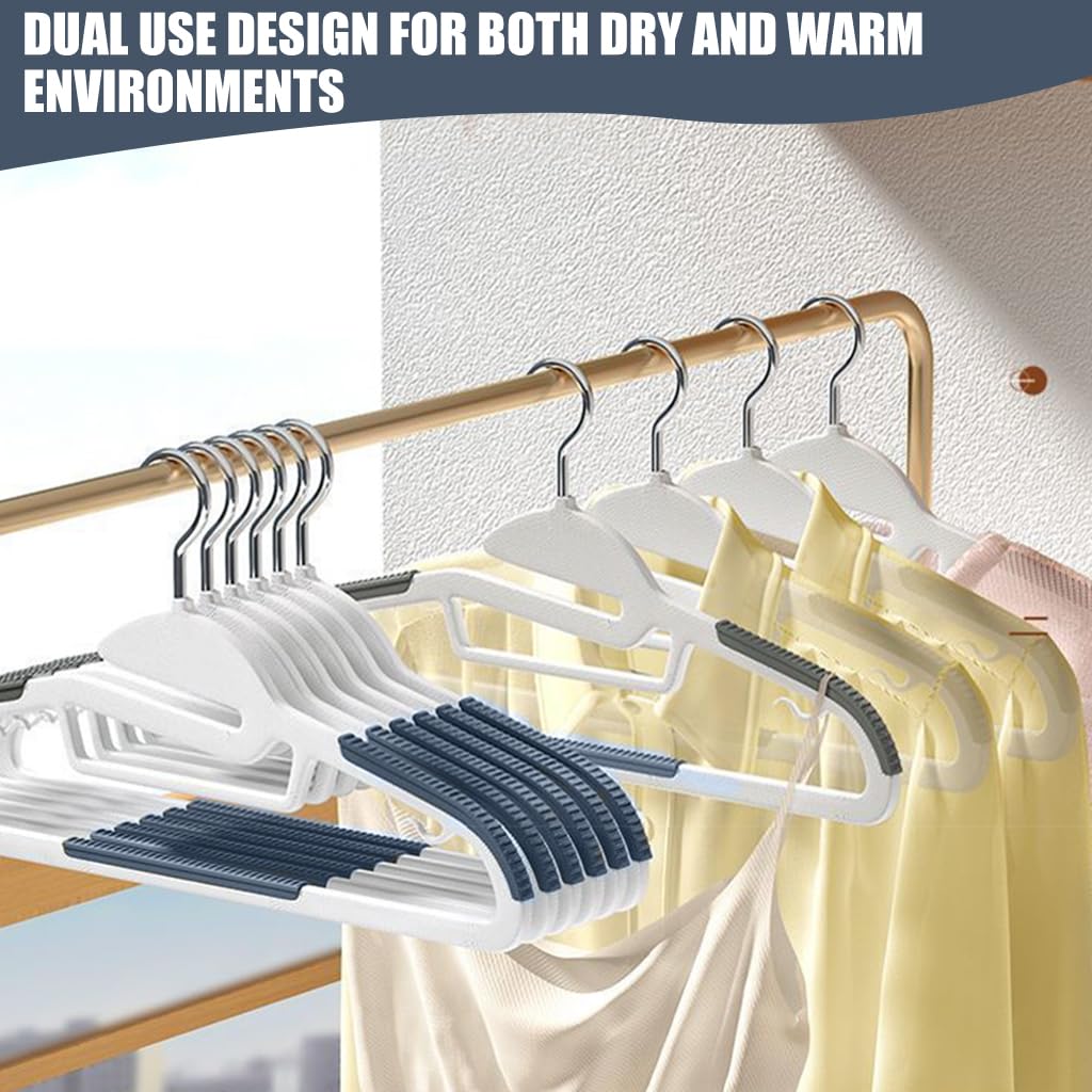 HASTHIP 10 Pack Plastic Hangers, Plastic Clothes Hangers Non Slip Hangers with Rubber Grip, Heavy Duty Plastic Hanger for Suits, Coats, Dress, Shirts, or Belts