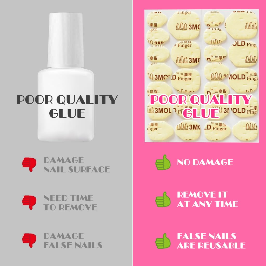 MAYCREATE 10 Sheets Double Side Nail Adhesive Tabs, Nail Glue For Press On Nails with Nail File and Nail Sticks, Press on Nails Sticky Tabs Nail Glue Sticker