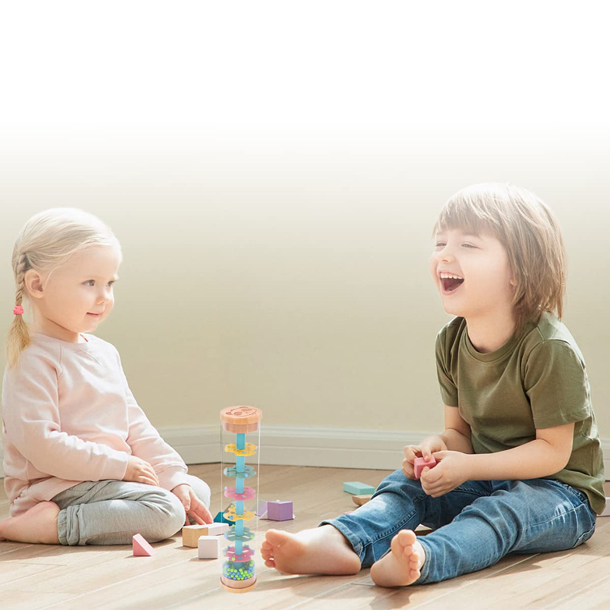 PATPAT Fun Rain Stick Toy for Baby, Baby Rattle Toy Musical Toy Shaker Toy Sensory Toy Colorful Rainmaker Toy Rain Sound Soothing Toy for Baby 6 Month RattleToy for Kids Gift Toy