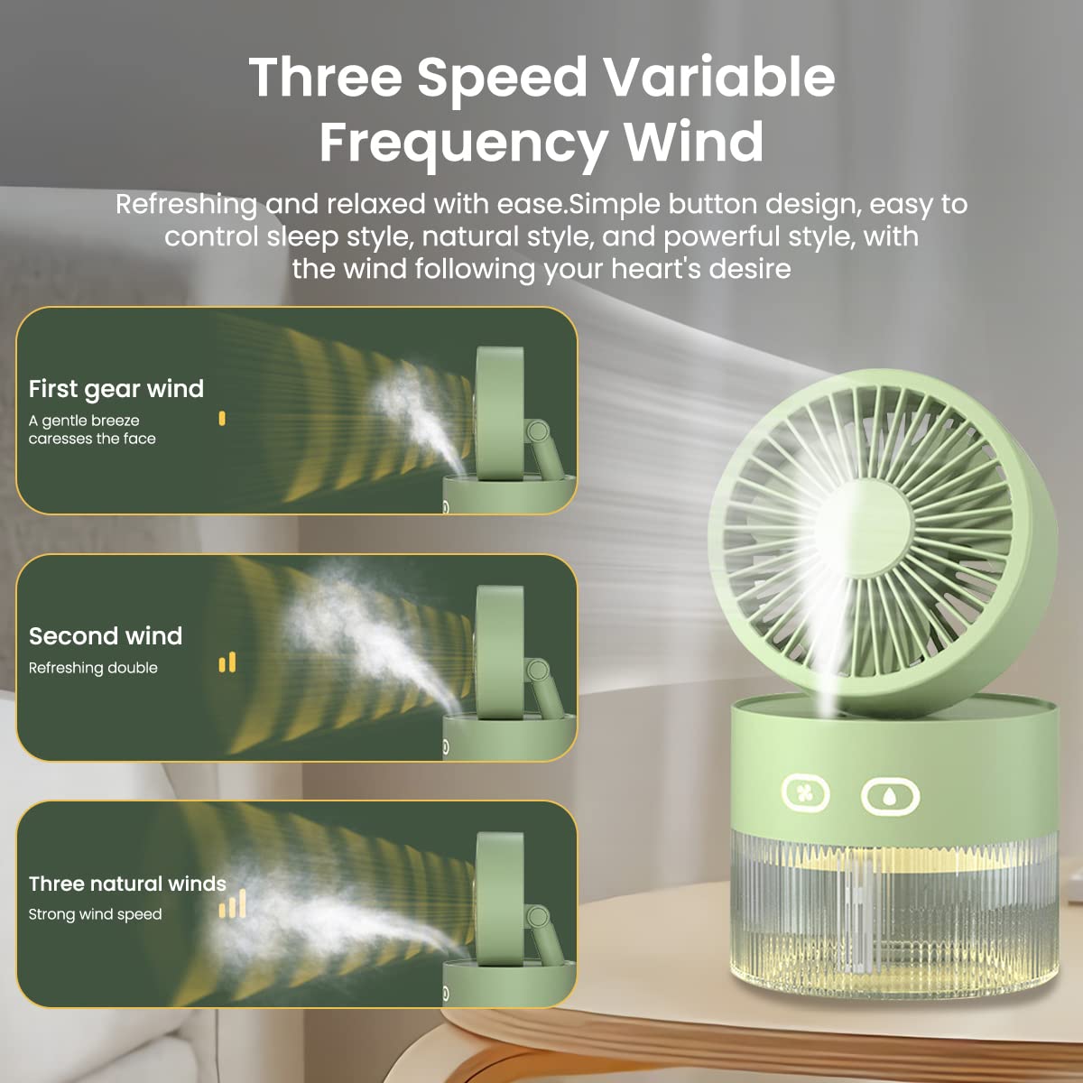 ZORBES 2 IN 1 USB Portable Fan with Humidifier USB Desktop Fan Foldable Office Personal Fan, 3 Speeds Adjustable Cool Mist Fan Quiet Cool Mist USB Desktop Fan for Home, Car, Office