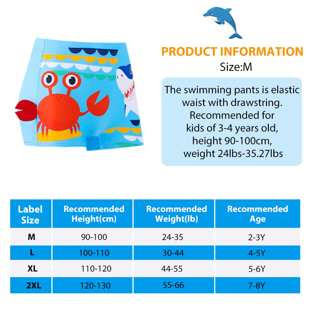 Proberos Swimming Short for Boys, Quick Dry Summer Boys Swimwear, Cartoon Prints Premium Polyester Swimming Pants for Kids Height 90-100cm, Weight 10-15kg Blue