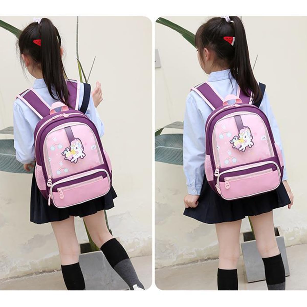 PALAY Unicorn Bags for Girls Kids Cartoon Print Lightweight Backpack for School, Travel, Camping, Burden-relief School Bag For Girls 3-7 Years Old