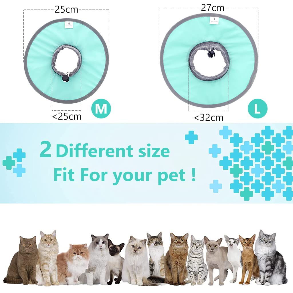 Qpets Cat Cone Collar Adjustable Size Cats Cone Collar, After Surgery for Anti-Licking Cat Cone Collar, Surgery Recovery Collar for Pet (M, Diameter 25cm)