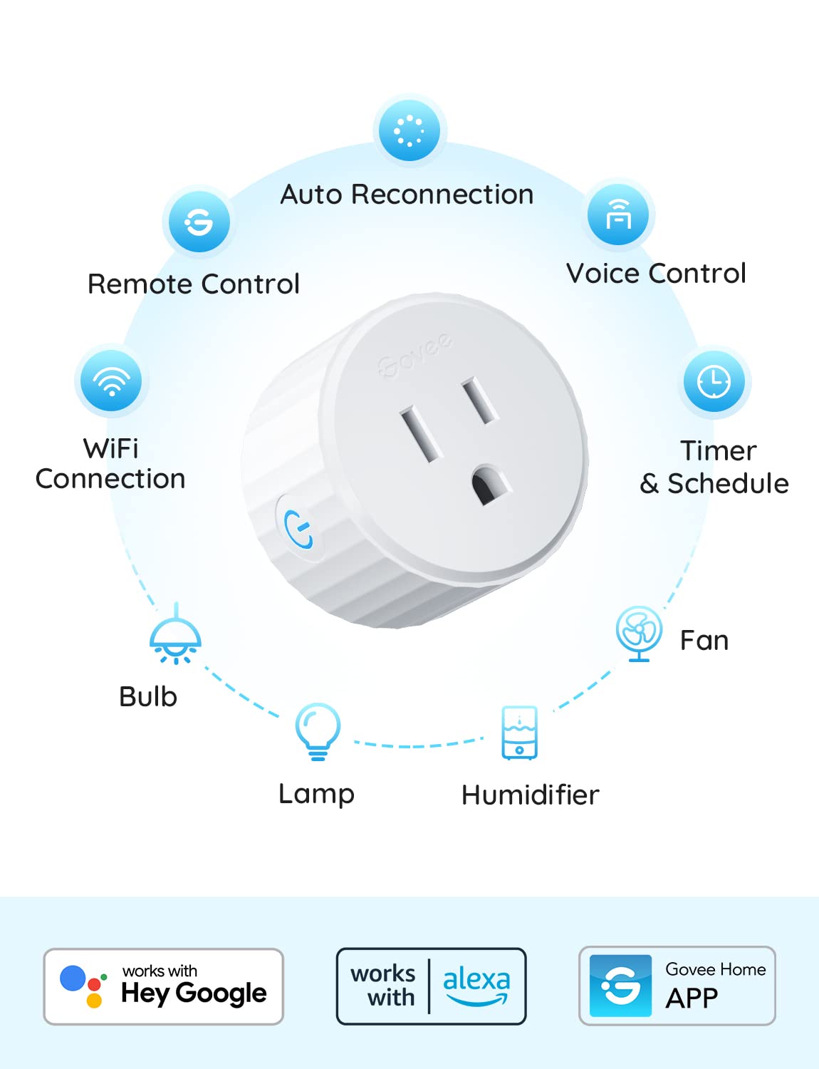 ZORBES Smart Plug with 6000K RGB Night Light, WiFi Power Plug Socket Compatible with Alexa and Google Assistant, Smart Home Plugs with Timer Fuction & Group Controller,Plug and Play, 2.4G WiFi Only