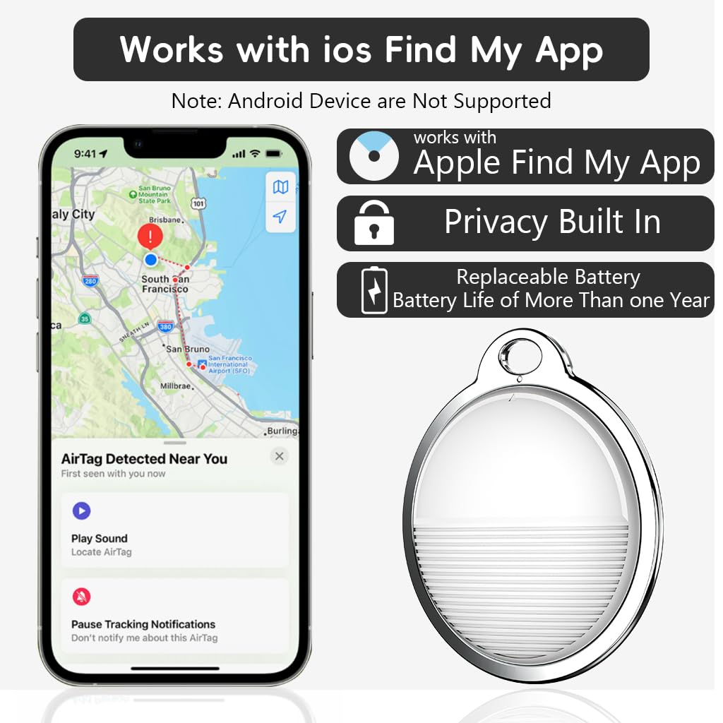 Verilux Anti-lost Tag Compatible with Find My App Key Finder with Sound Alarm Item Locator Tracker Bluetooth Key Finder AirTag Alternatives Battery Operated, Only for iOS Find My App