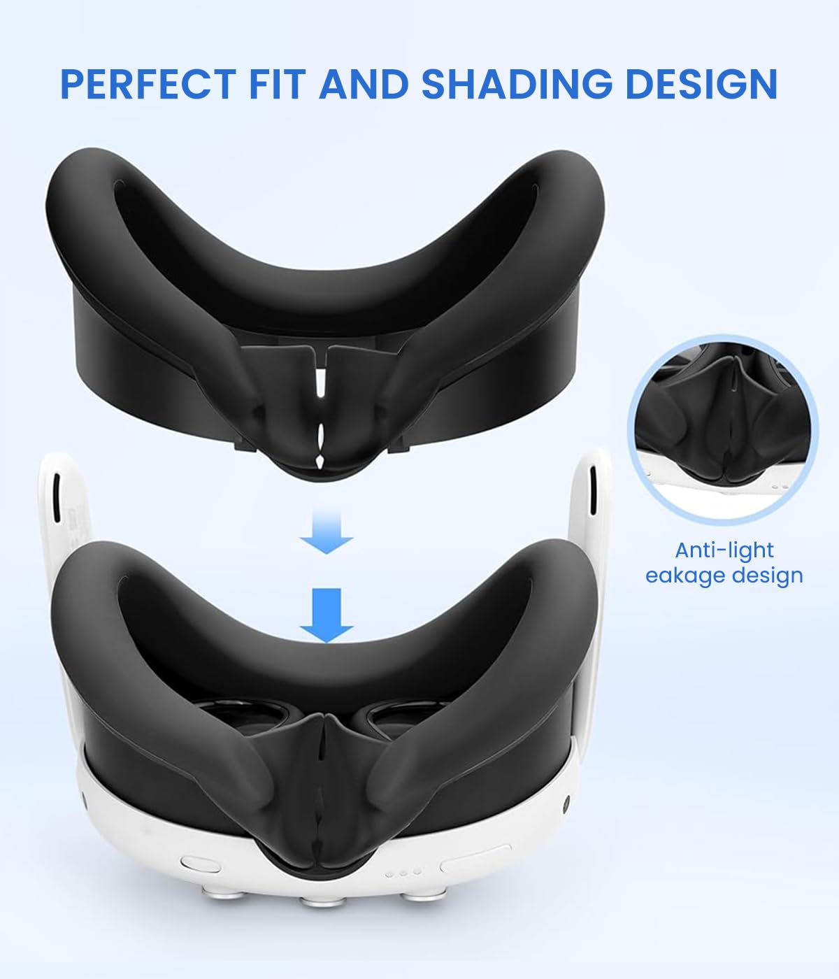 Verilux Silicone Cover Set for Oculus/Meta Quest 3 Set of 7Pcs Protective Skin Cover for Oculus/Meta Quest 3 Includes Controller Grips, Front Shell Headset Cover and Face Cover