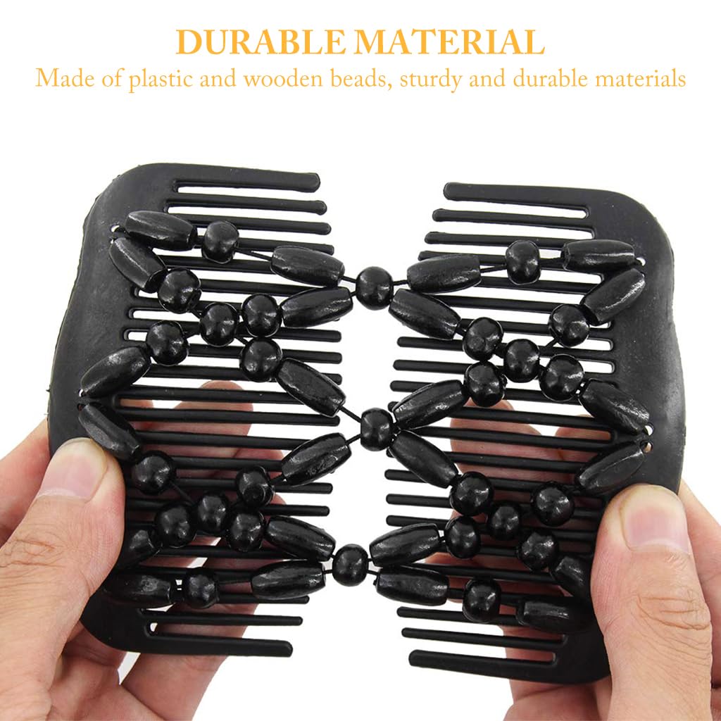 SANNIDHI Hair Magic Comb Clip Double Beaded Beads Elasticity Hairpin Stretchy Hair Combs For Women Hair Accessories