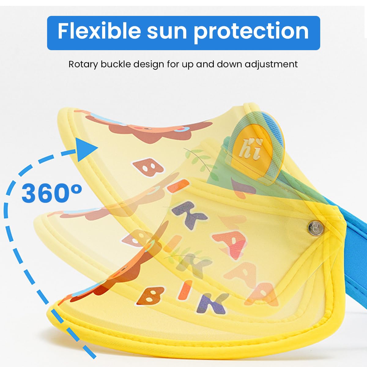 Optifit Adjustable Kids Sun Hat with Elastic Band, UV Protective Wide Brim Visor Cap with Sweat Absorption