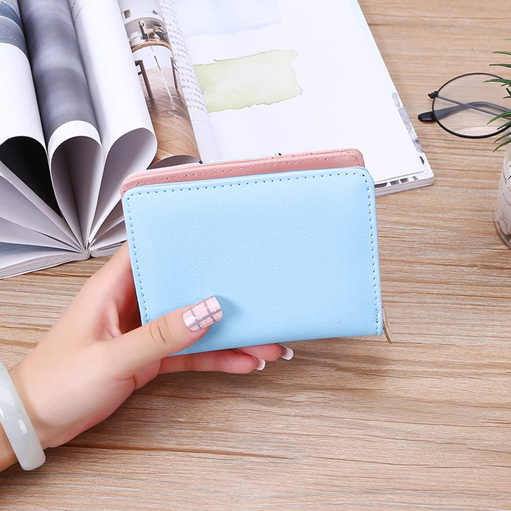 PALAY Small Wallets for Women,Wallet for Women Stylish Latest PU Leather Coins Zipper Pocket Purse for Girls with Rabbit-Shaped Metal Tassels Pendant Purse (Blue)