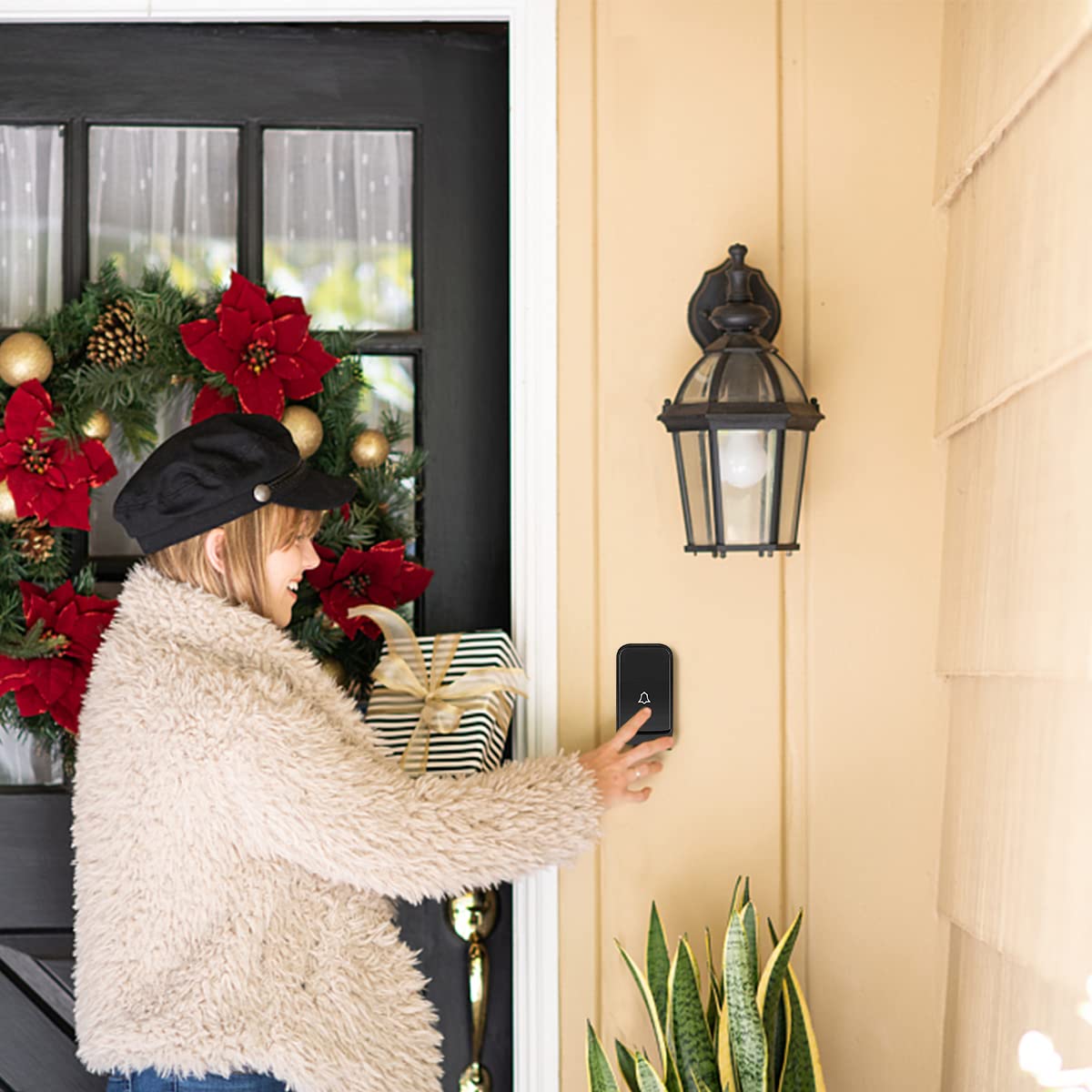 HASTHIP Self-Powered Door Bell for Home Electrical Wireless Door Bell Waterproof IP44 2 Receiver & 1 Transmitter Ding Dong Bell with Flashing Light Smart Door Bells 45 Ringtones 4 Level Volume