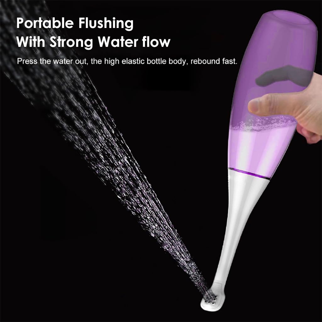 HANNEA Handheld Portable Bidet Sprayer with 2 Spraying Bit and Portable Storage Bag for Travel Bidet for Feminine Care,Postpartum Essentials,Hemmoroid Treatment (Purple 450ml)
