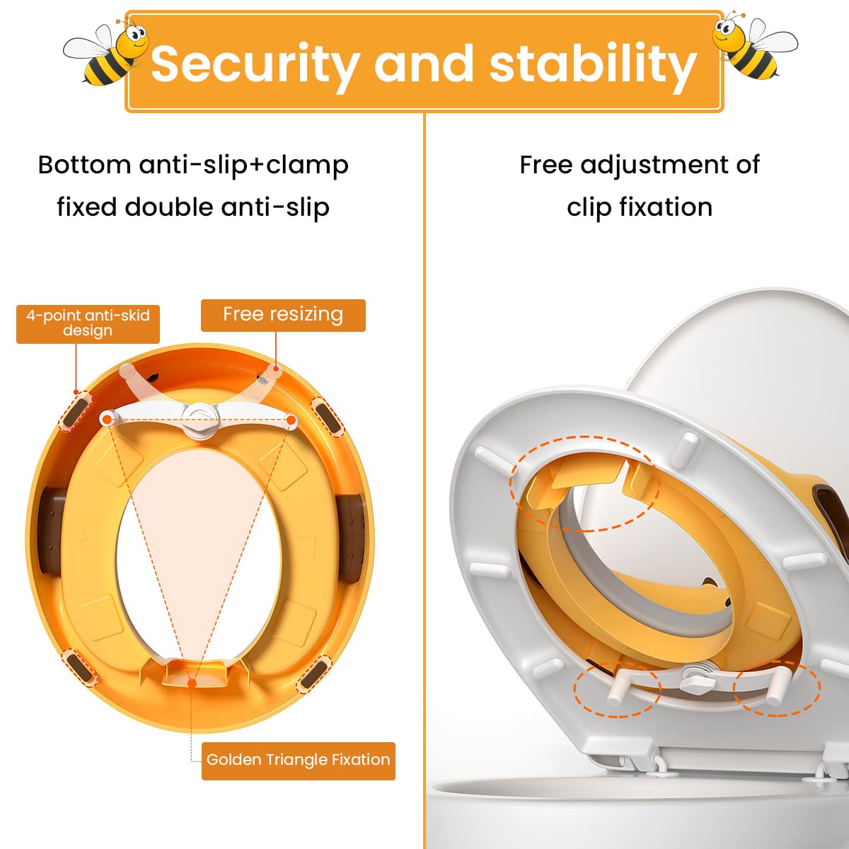 SNOWIE SOFT Potty Training Seat for Kids 1+ Years Old Kids with Soft PU Cushion and Safe Handles, Toilet Seat for Boys Girls with Non-Slip and Splash Guard, Potty Seat Detachable Training Seat Sheet