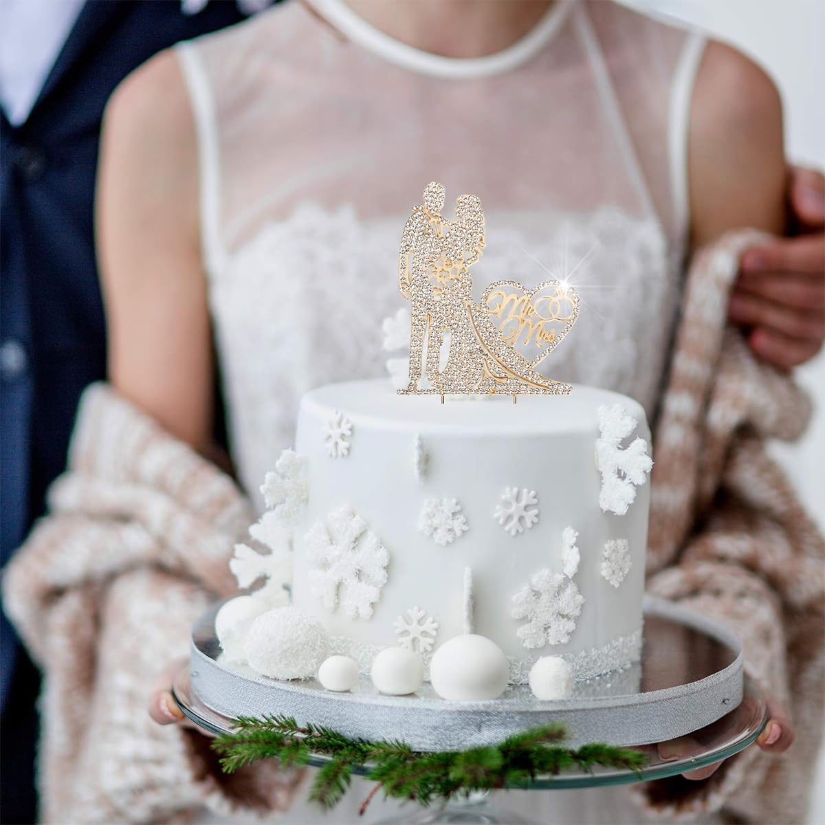 PALAY Wedding Cake Topper Decorative Mr and Mrs Cake Topper for Wedding Cake Shining Rhinestone Embellishment Couple Cake Topper For Wedding, Engagement, Bridal Shower, Anniversary