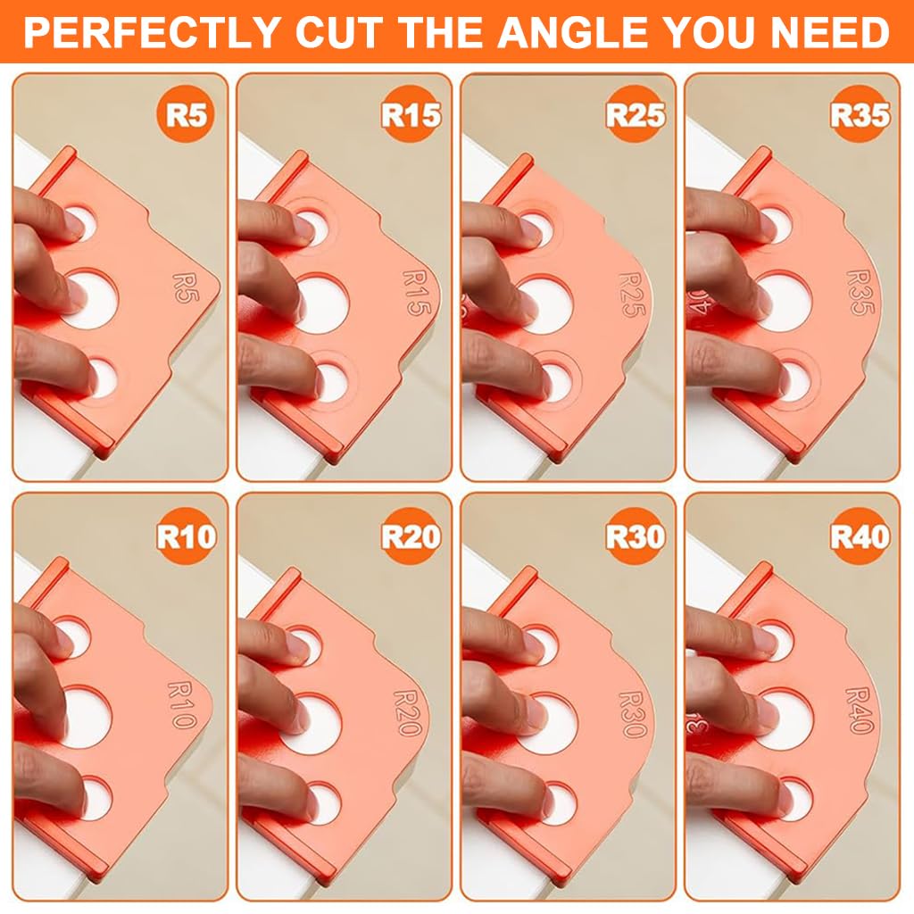 Serplex 4Pcs Round Corner Guide for Router Radius Jig Templates Carpenter Tools 8 Radius Angle Corner Radius Routing Templates Routing Rounded Corners Router For Wood Work