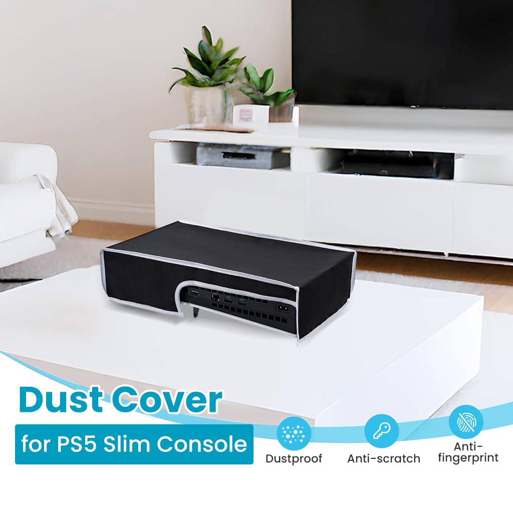 ZORBES Dust Cover for Sony PS5 Console, Oxford Cloth Dust Proof Cover for Sony Playstation 5 Game Console Cover Sleeve for PS5 Accessories Digital Edition & Disc Edition (Black)