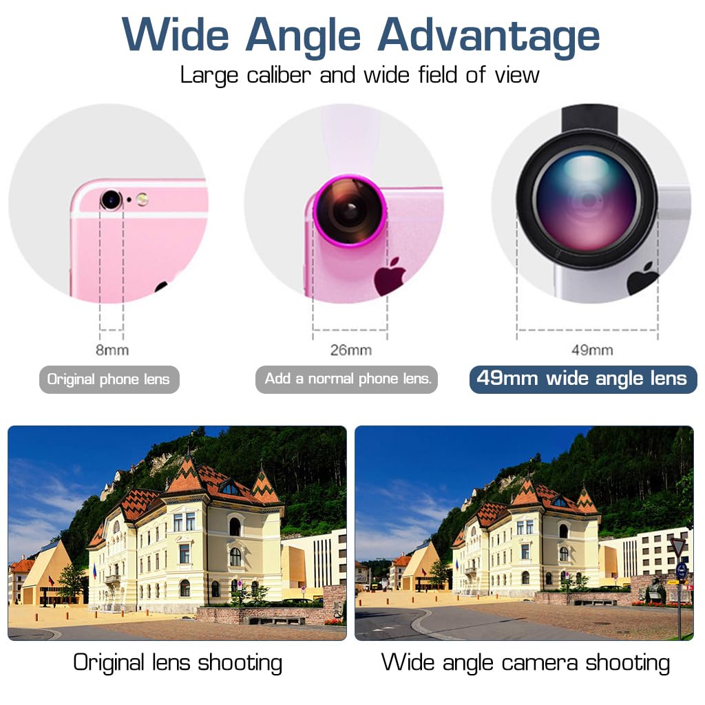 ZORBES Professional Mobile Phone Lens Attachment 0.45X Wide Angle Lens with & 12.5X Macro HD Clip-on Phone Camera Lens Universal Phone Camera Lens for iPhone/Samsung/Oppo/Realme