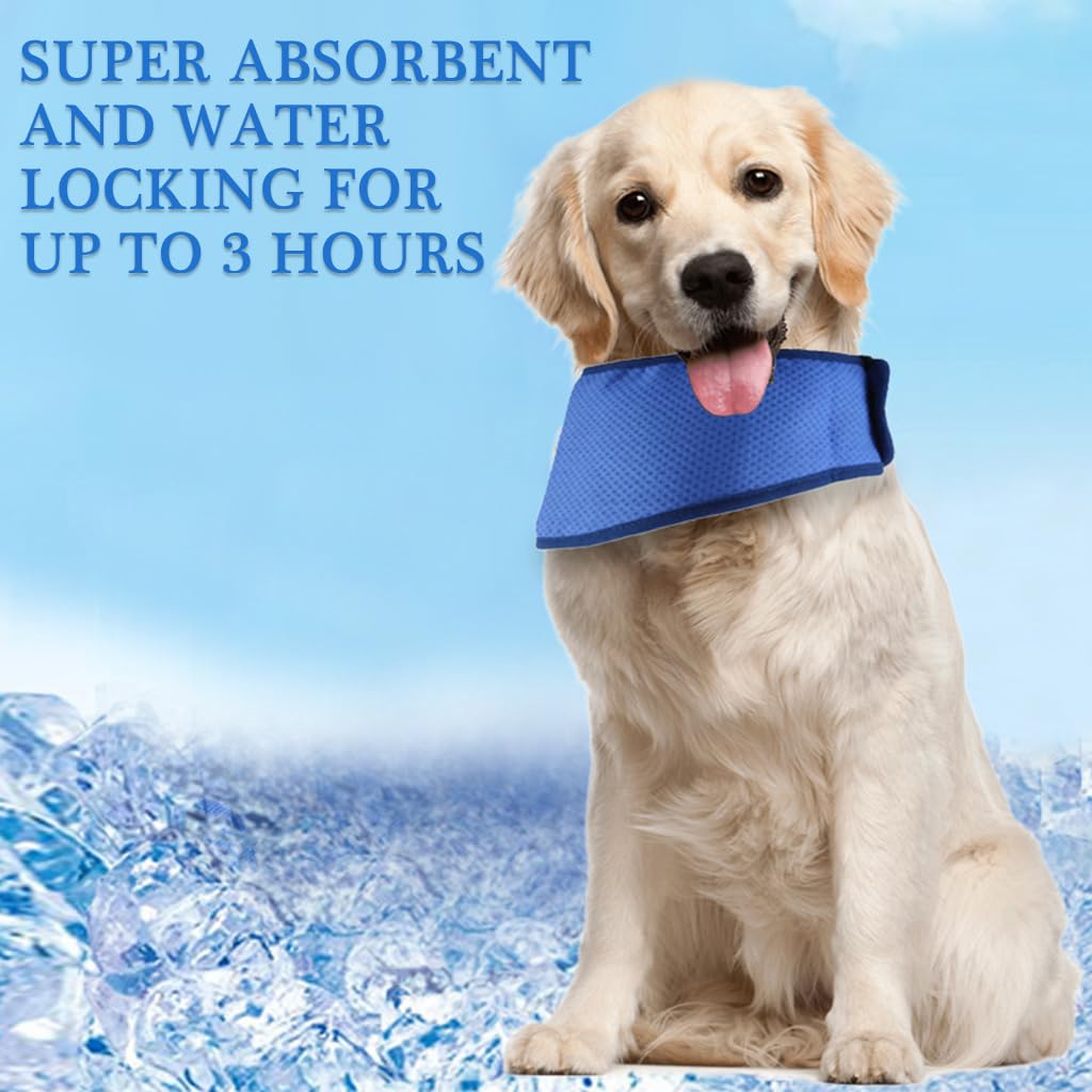 Qpets Dog Cooling Bandana, Pet Ice Scarf Instant Cooling Collar for Dog Cat, Reusable Cooling Neck Wrap Breathable Scarf for Large Medium Small Pets Summer Accessories