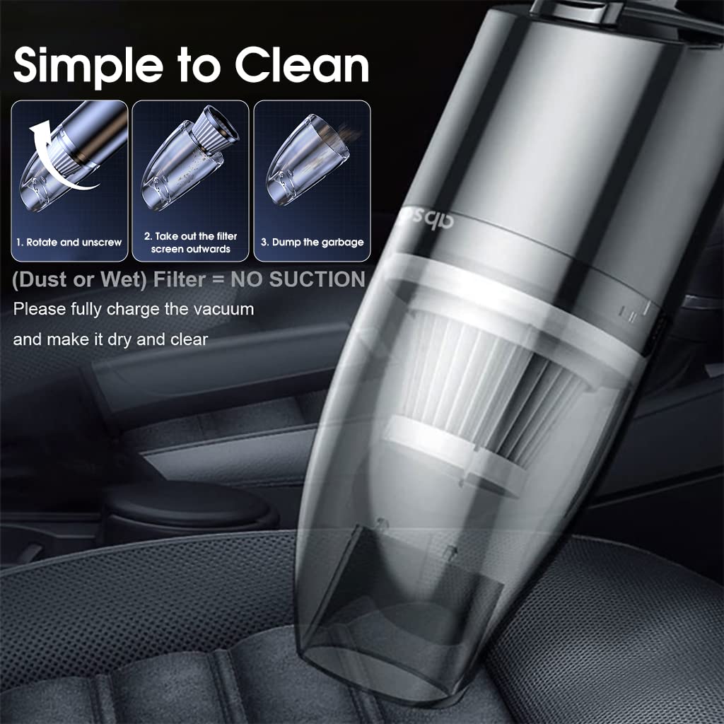 ZORBES Car Vacuum Cleaner Wireless USB Portable Vacuum Cleaner for Car, Vaccum Cleaner Handheld Vacuum Cleaner with 2 Nozzles, Strong Suction 9000PA Rechargeable Cordless Vacuum Cleaner for Car