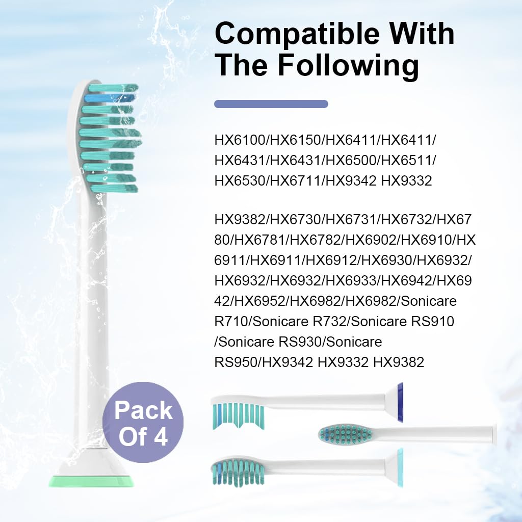 MAYCREATE 4Pcs Toothbrush Replacement Heads for Philips Sonicare Soft Dupont Bristles Electric Toothbrush Replacement Suitable for Philips Sonicare Toothbrush