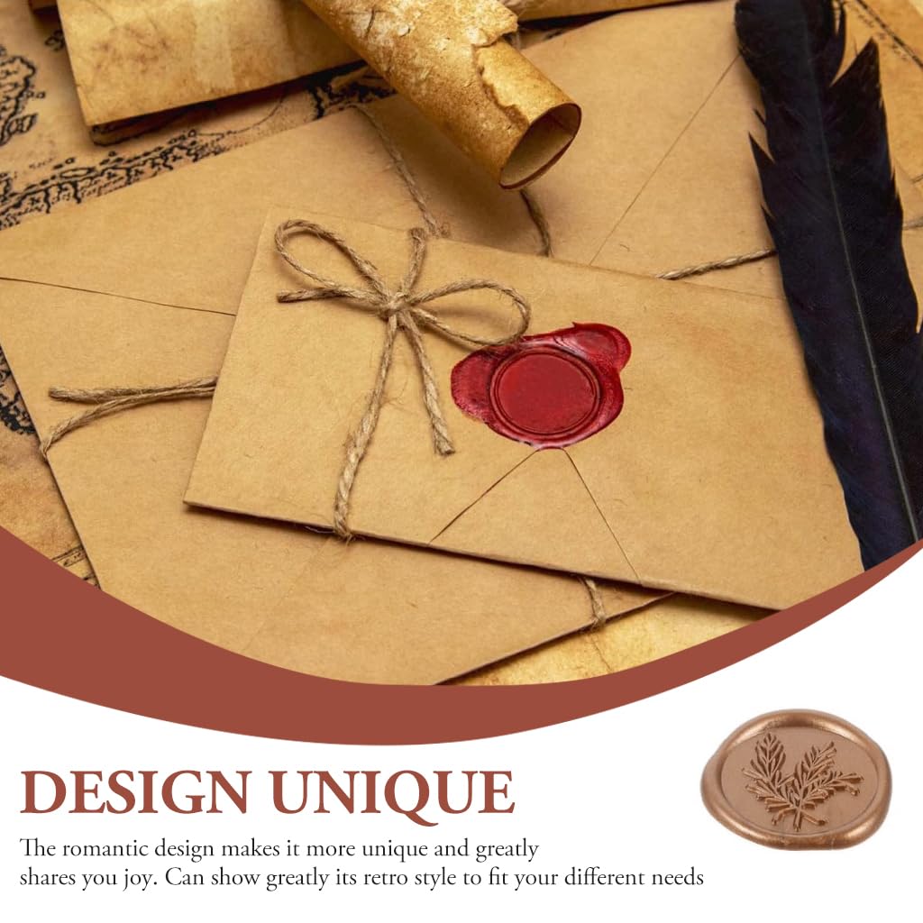 HASTHIP 10Pcs Golden Wax Seal Stickers - Wedding Invitation Envelope Seal Stickers, 1.2