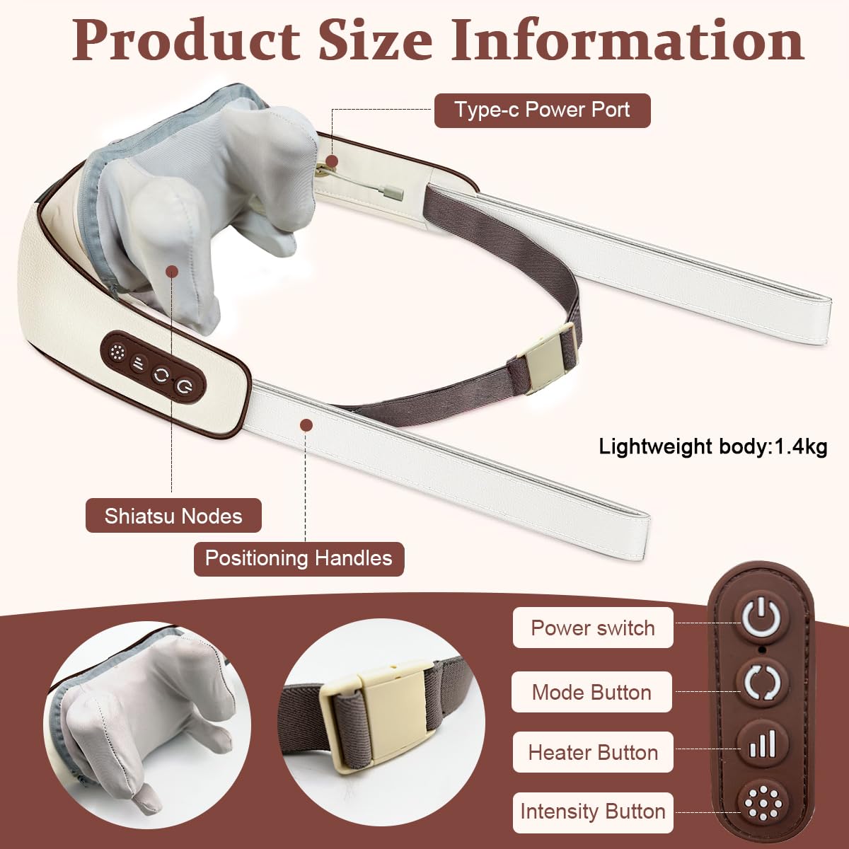 HANNEA Neck Massager with Heat, Cordless Neck Massager Relaxing Deep Tissue 4D Kneading Massage, Wearable Neck and Shoulder Massager for Neck, Back, Christmas Gifts Birthday Gift Men Women