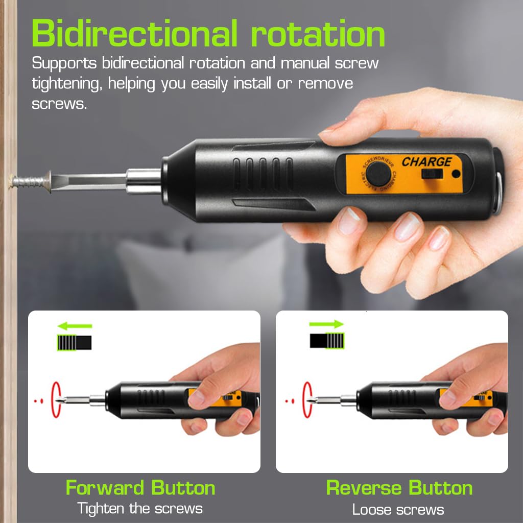 Serplex 34-in-1 Electric Screwdriver 3.6V Cordless Screwdriver Set with 34 Bits, Precision Screwdriver Set USB Rechargeable Screwdriver Bit Set Mini Electric Screwdriver Tool Set Portable Screwdriver