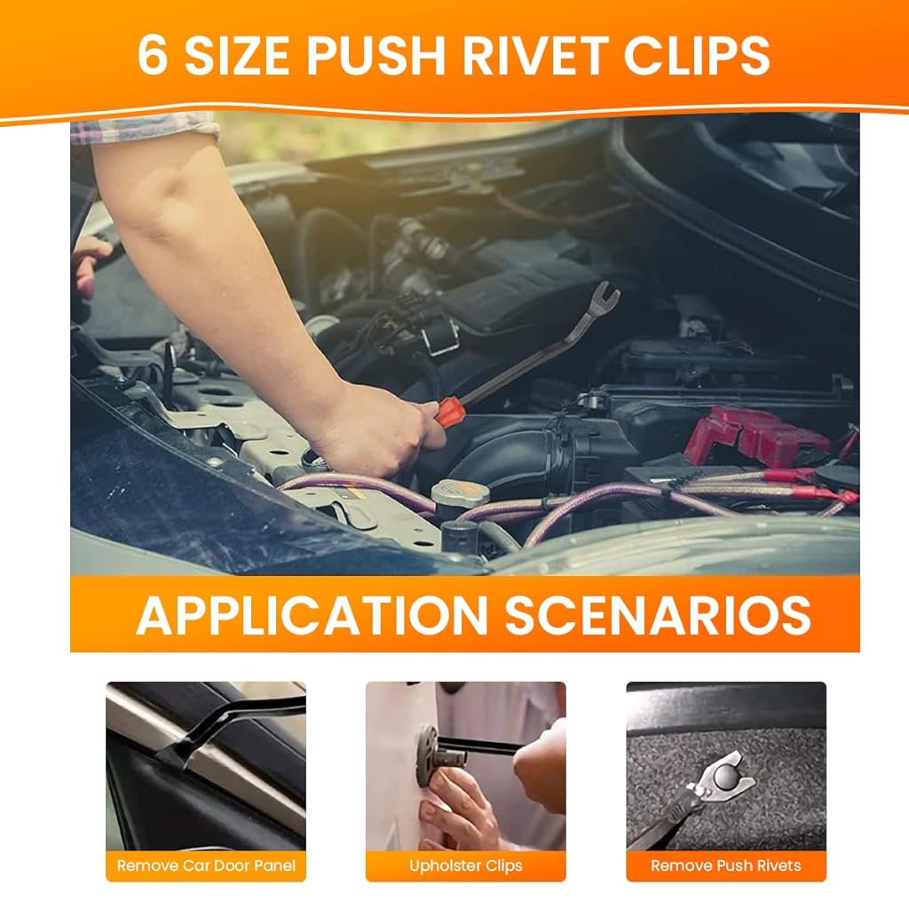 STHIRA Universal Car Bumper Retainer Clip Kit 100 Pcs Assorted Plastic Rivets Fasteners with 5 Fastener Removal Tools for Ford, GM, Chrysler, Toyota Car Tools for Trim, Fender, Radiator Shield