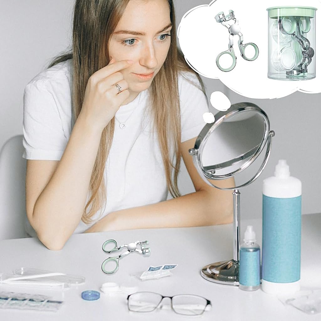 HANNEA Contact Lenses Wearing Aids Set Beginners Friendly Eyelids Holder Eyelids Spreader Tool Set with Contact Lens Tweezer, Contact Lens Inserter & Remover, Contact Lens Case