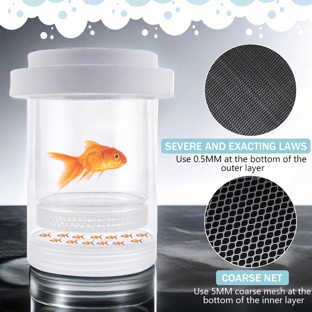 Qpets 2 Sizes Aquarium Betta Fish Breeding Boxes, Modular Incubator Boxes In-Tank Floating Breeding Box Anti-escape PET Plastic Fish Breeding Box with Mesh Screen